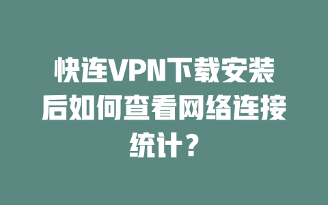 快连VPN下载安装后如何查看网络连接统计? 二